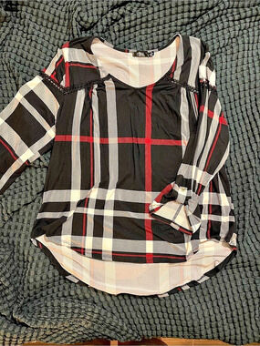 CURE. Plaid Blouse in Black & White Size XL